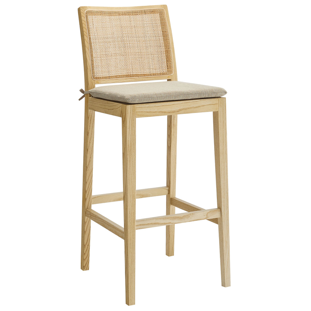Ovard Wood and Rattan Bar Stool - Natural
