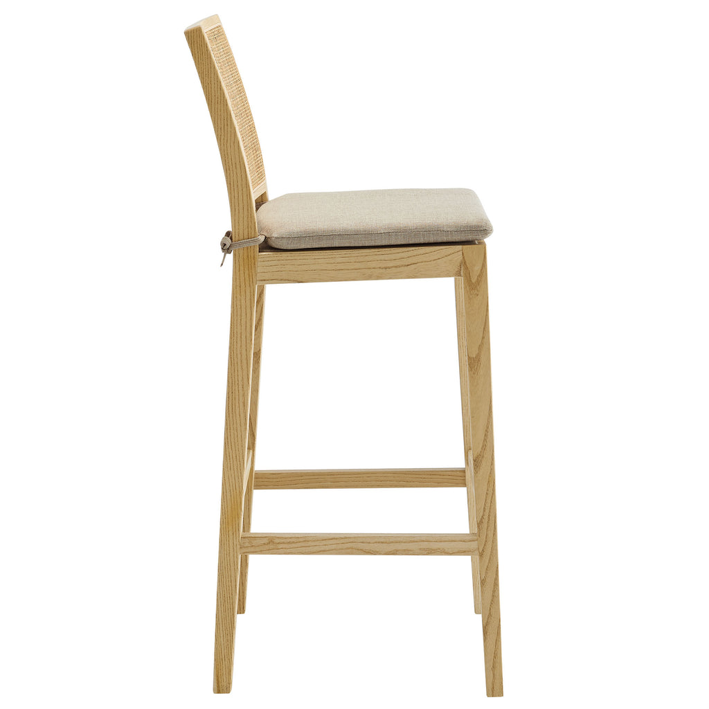 Ovard Wood and Rattan Bar Stool - Natural