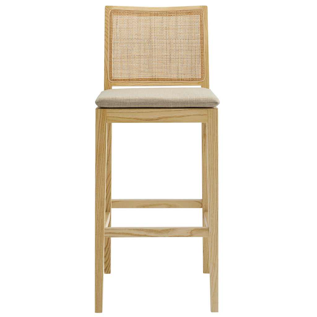 Ovard Wood and Rattan Bar Stool - Natural