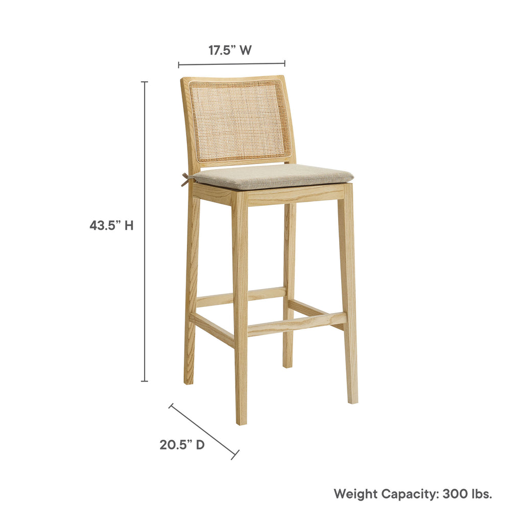 Ovard Wood and Rattan Bar Stool - Natural