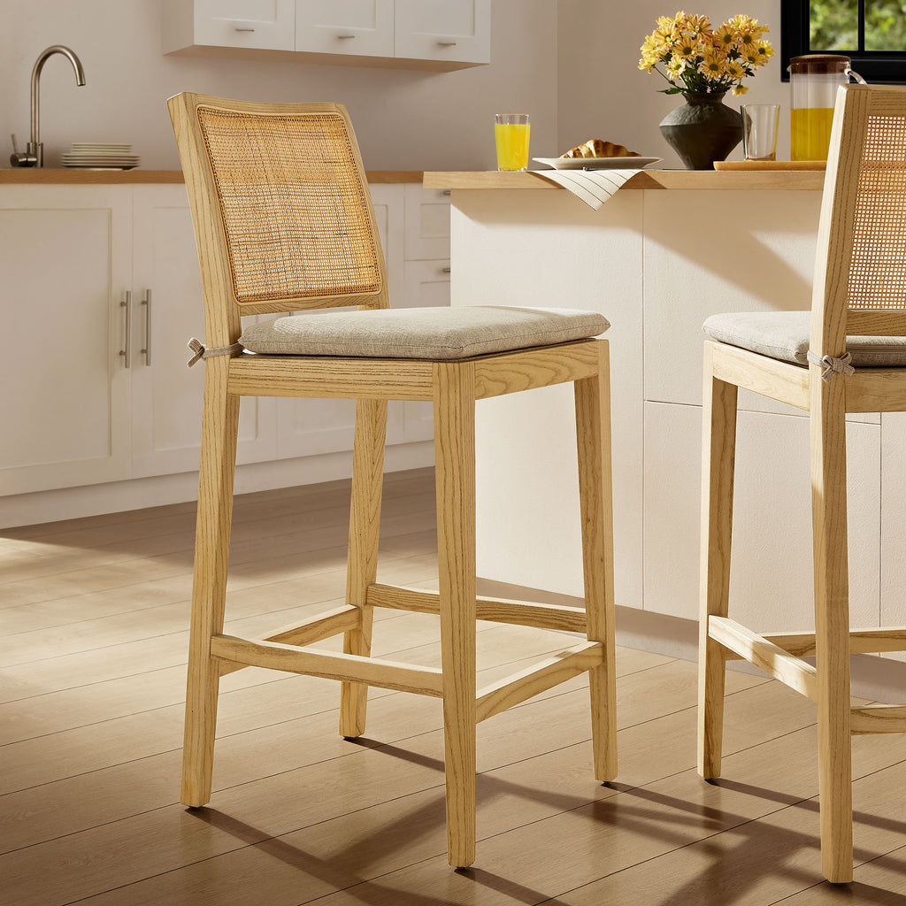 Ovard Wood and Rattan Counter Stool - Natural