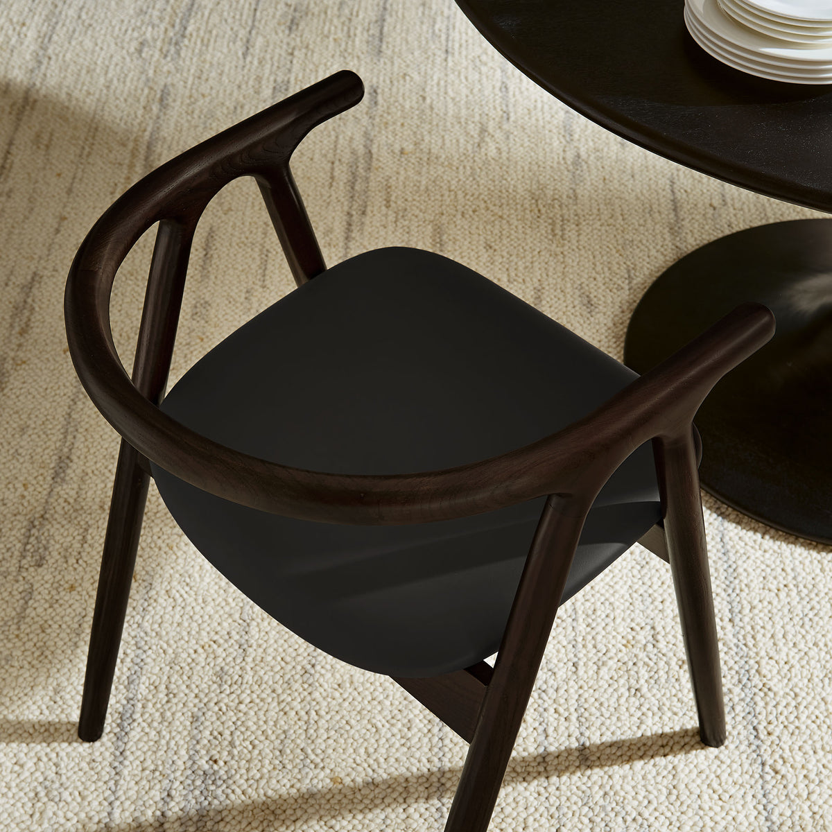 Henry Vegan Leather and Wood Dining Chair - Black