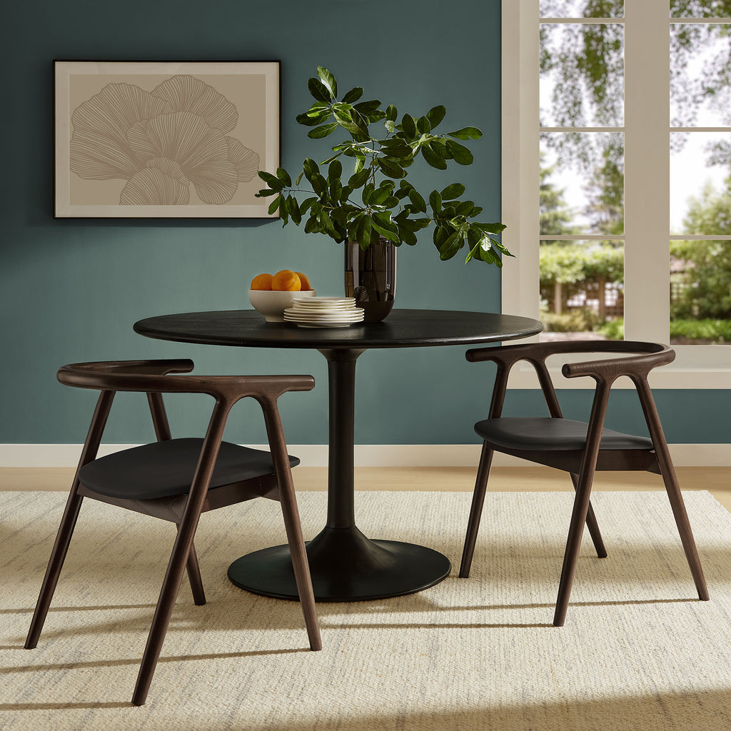 Henry Vegan Leather and Wood Dining Chair - Black