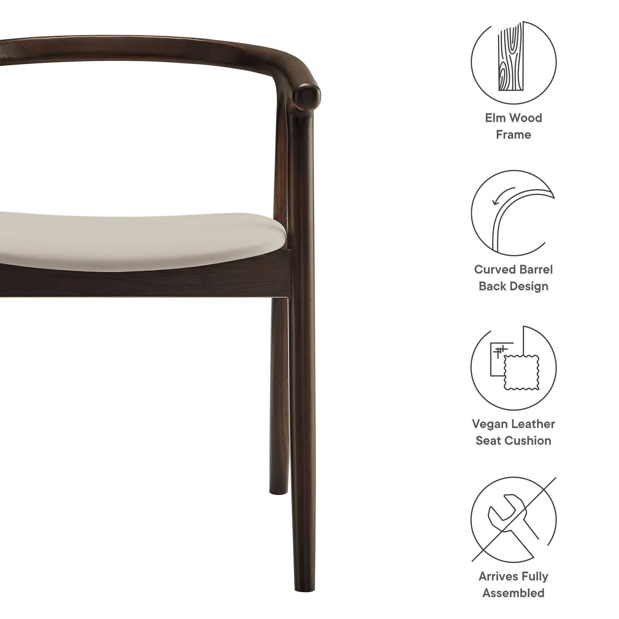 Henry Vegan Leather and Wood Dining Chair - Stone