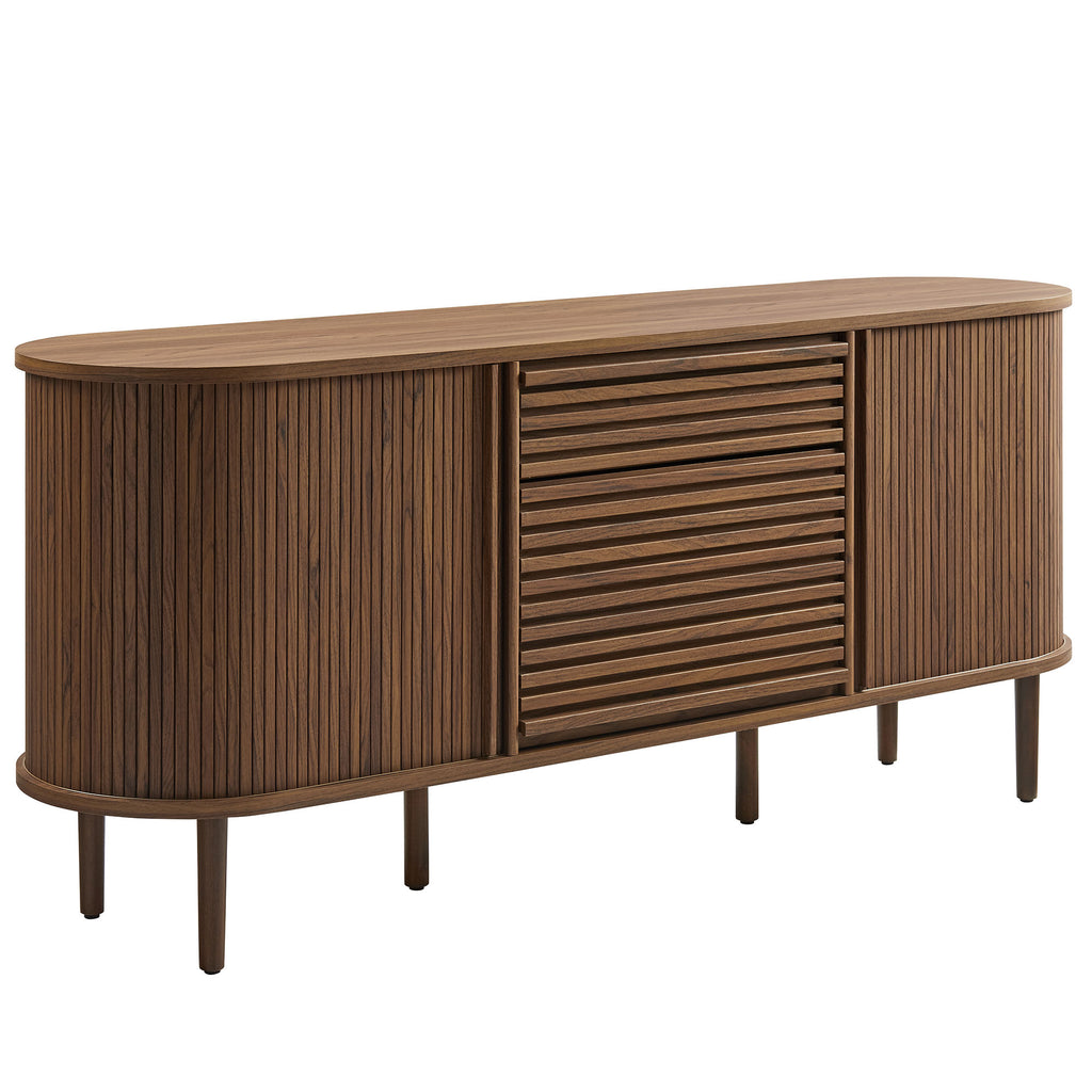 Harlan 67" Fluted Oval Sideboard Cabinet - Walnut