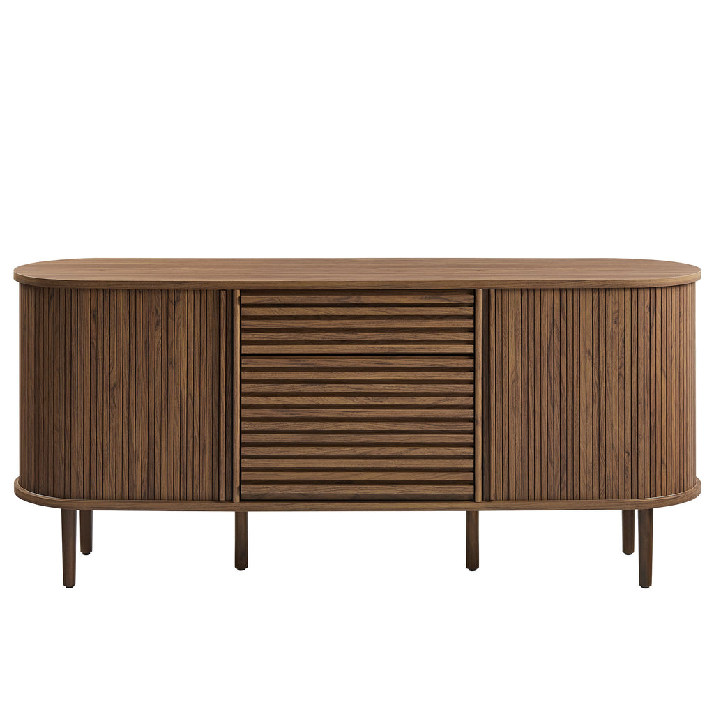 Harlan 67" Fluted Oval Sideboard Cabinet - Walnut