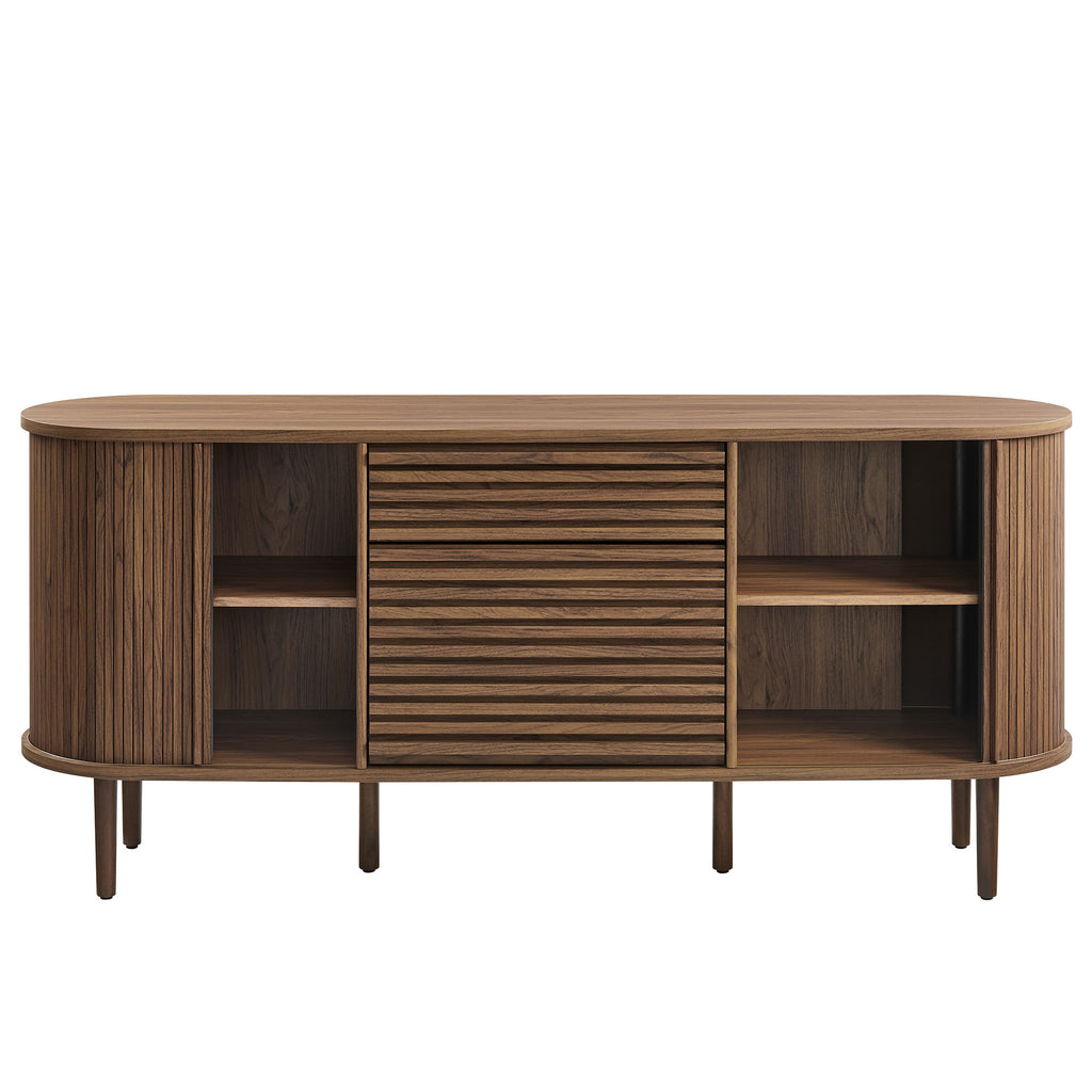 Harlan 67" Fluted Oval Sideboard Cabinet - Walnut