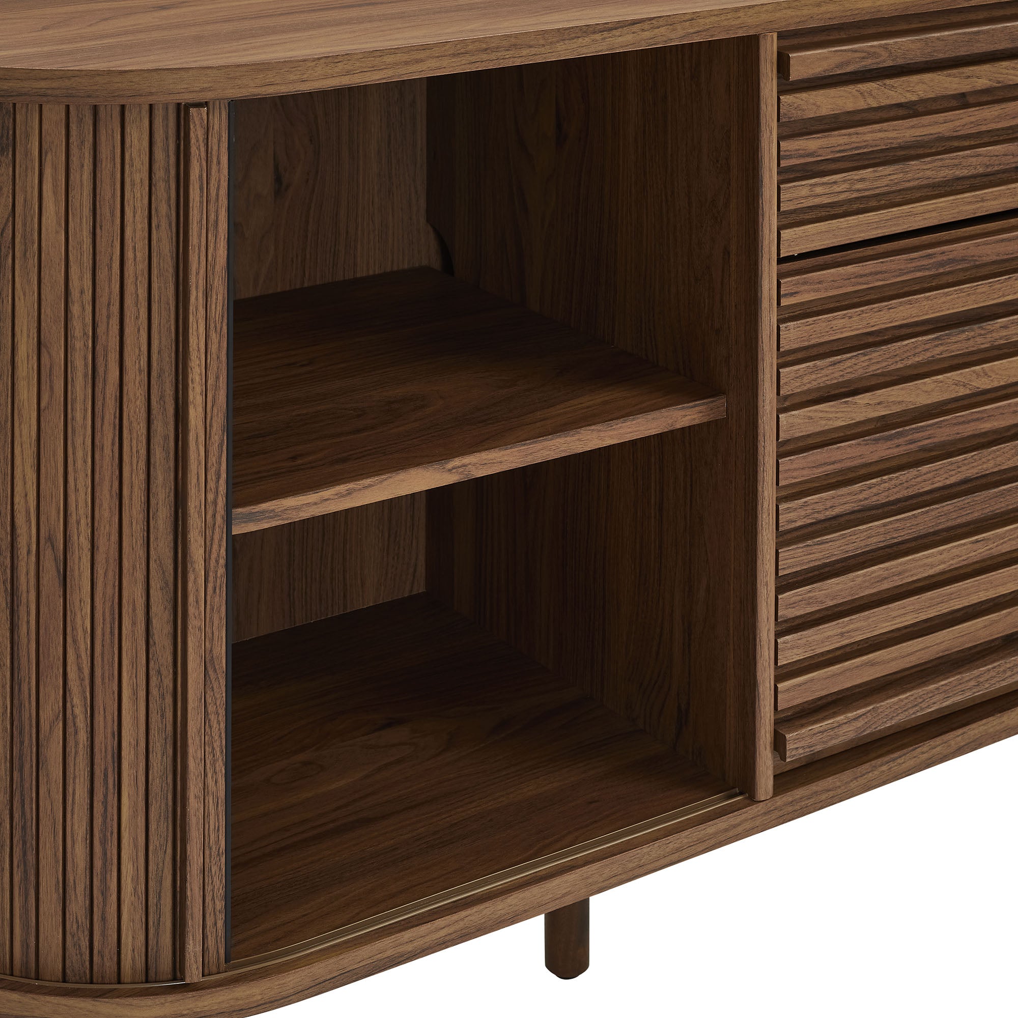 Harlan 67" Fluted Oval Sideboard Cabinet - Walnut