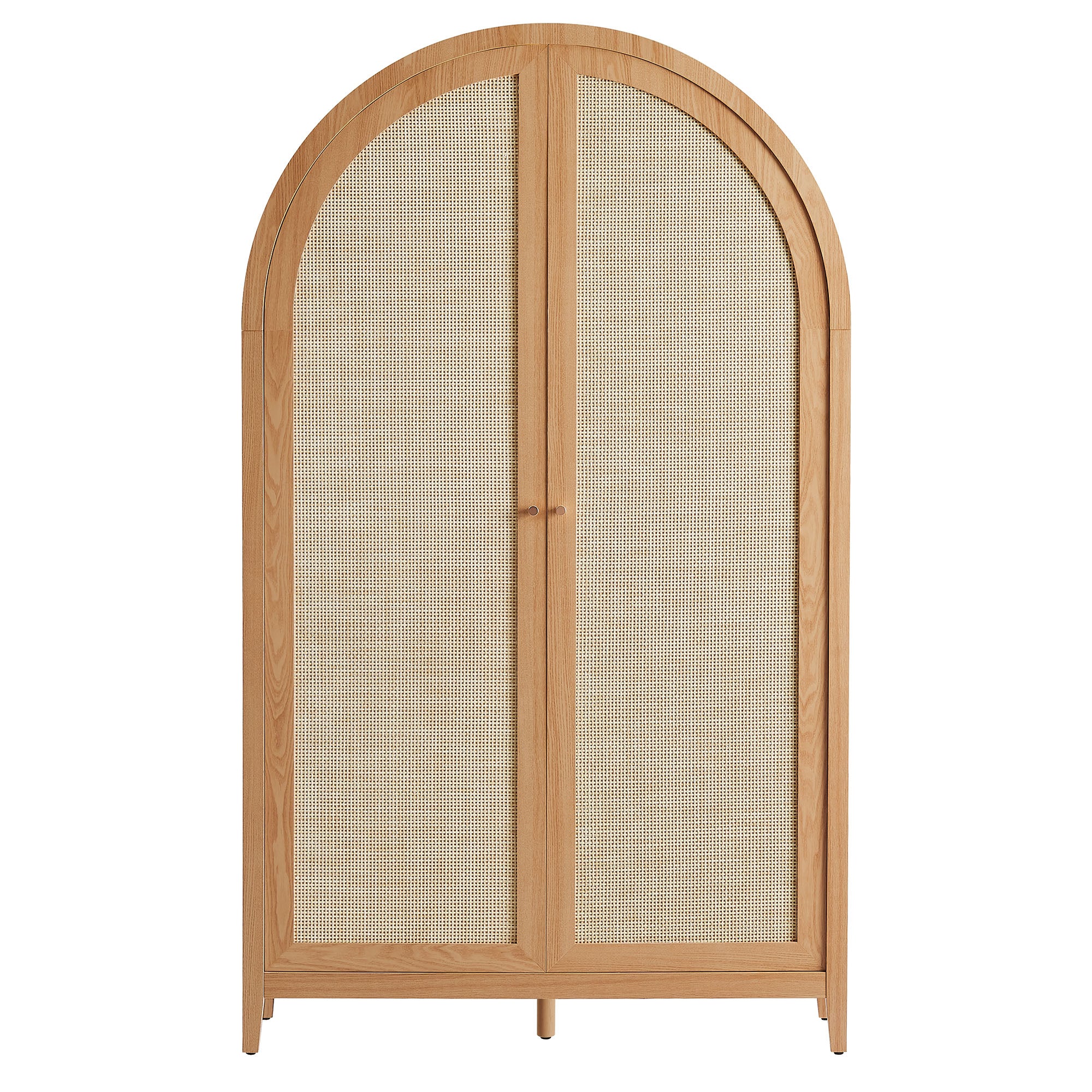 Calista 79" Tall Wide Rattan Arched Storage Cabinet - Natural