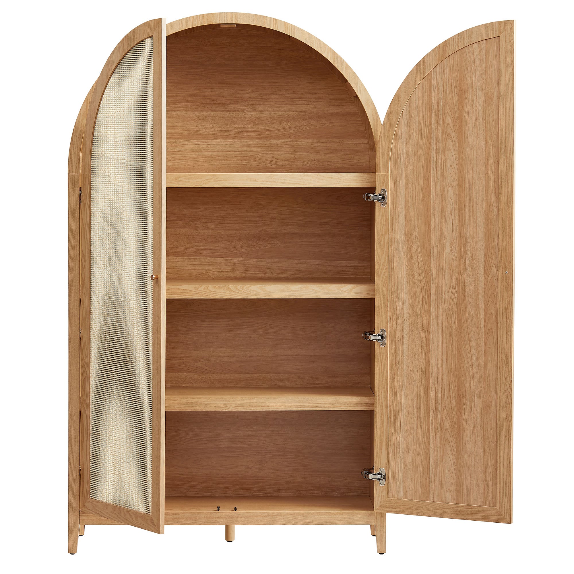 Calista 79" Tall Wide Rattan Arched Storage Cabinet - Natural