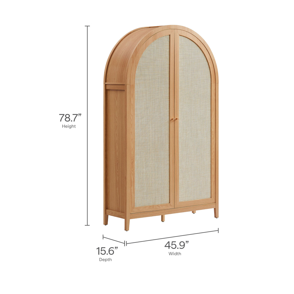 Calista 79" Tall Wide Rattan Arched Storage Cabinet - Natural