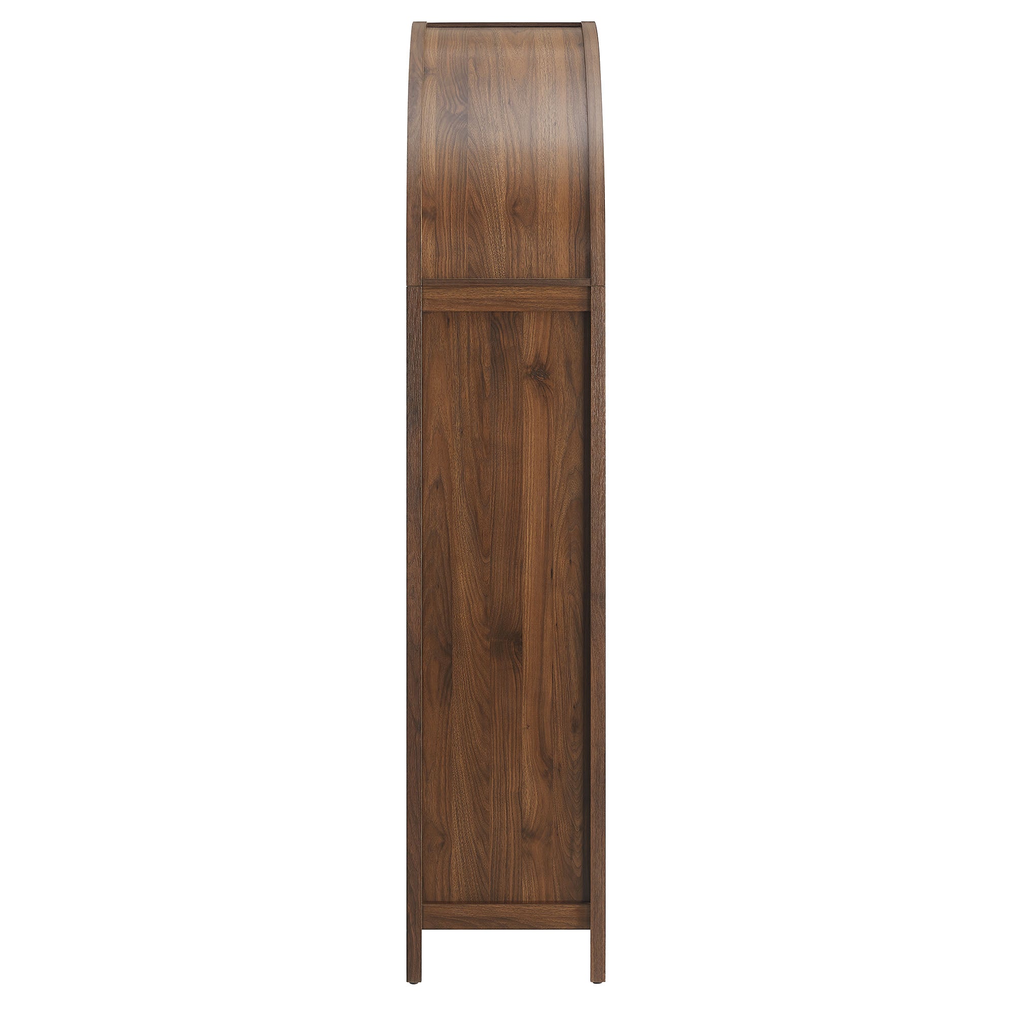 Calista 79" Tall Wide Rattan Arched Storage Cabinet - Walnut