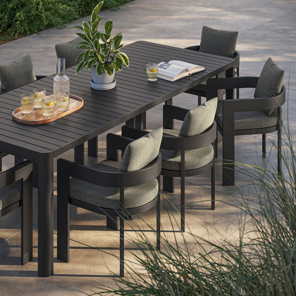 Tahoe 9-Piece Outdoor Patio Aluminum Dining Set With Extendable Table - Gray Charcoal