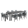 Tahoe 9-Piece Outdoor Patio Aluminum Dining Set With Extendable Table - Gray Gray