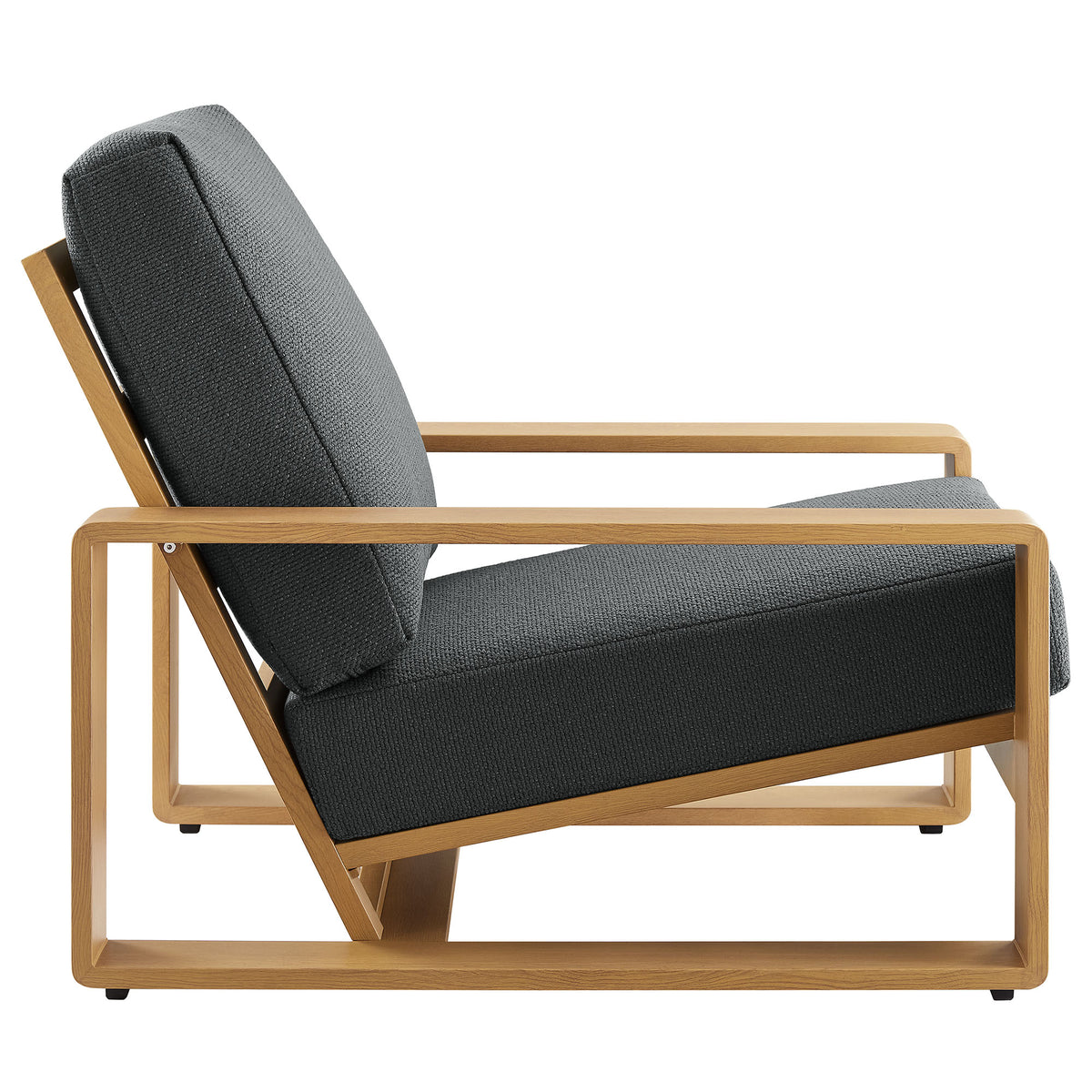 Lirienne Outdoor Patio Aluminum Faux Wood Armchairs Set of 2 - Charcoal Natural
