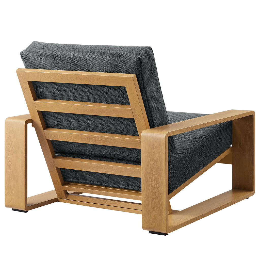 Lirienne Outdoor Patio Aluminum Faux Wood Armchairs Set of 2 - Charcoal Natural