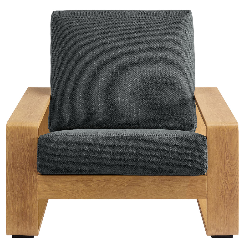Lirienne Outdoor Patio Aluminum Faux Wood Armchairs Set of 2 - Charcoal Natural