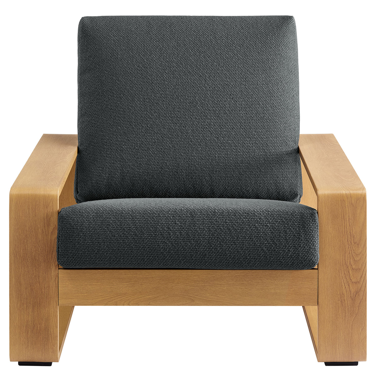 Lirienne Outdoor Patio Aluminum Faux Wood Armchairs Set of 2 - Charcoal Natural