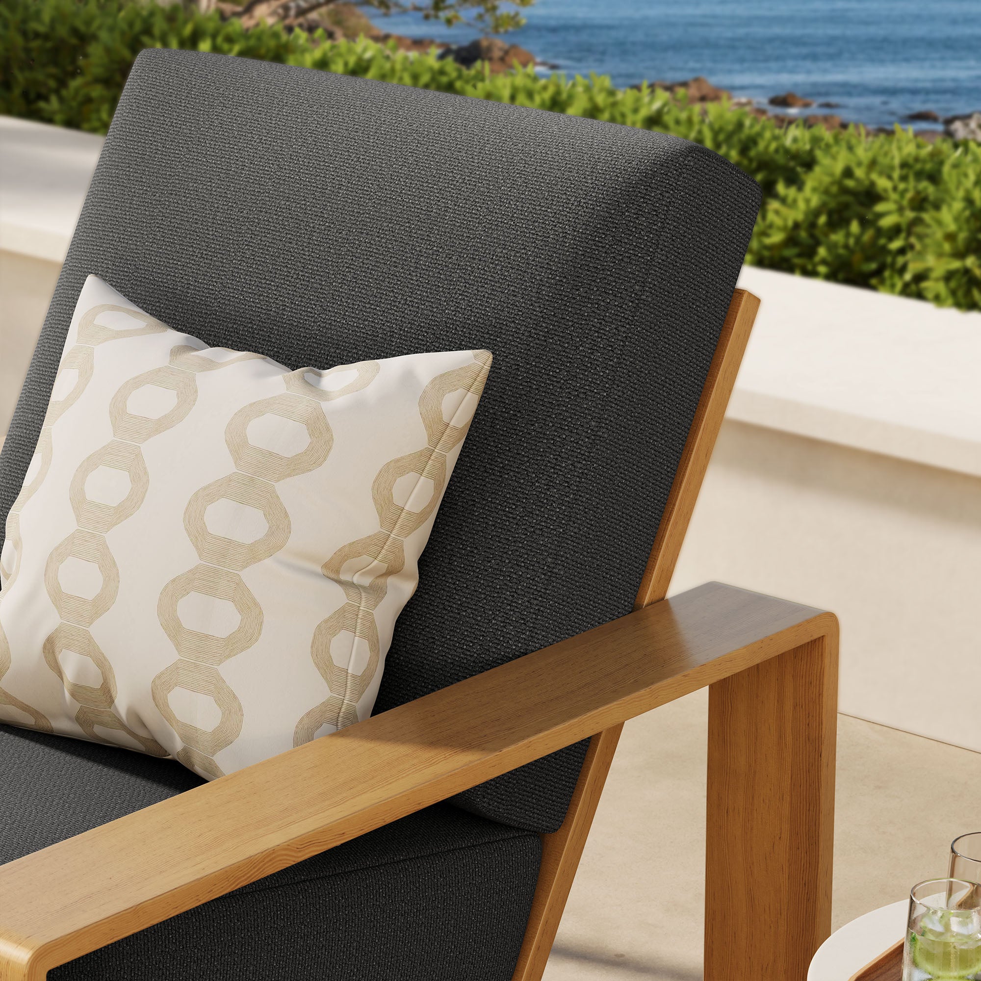 Lirienne Outdoor Patio Aluminum Faux Wood Armchair - Charcoal Natural