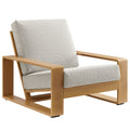 Lirienne Outdoor Patio Aluminum Faux Wood Armchair - Ivory Natural
