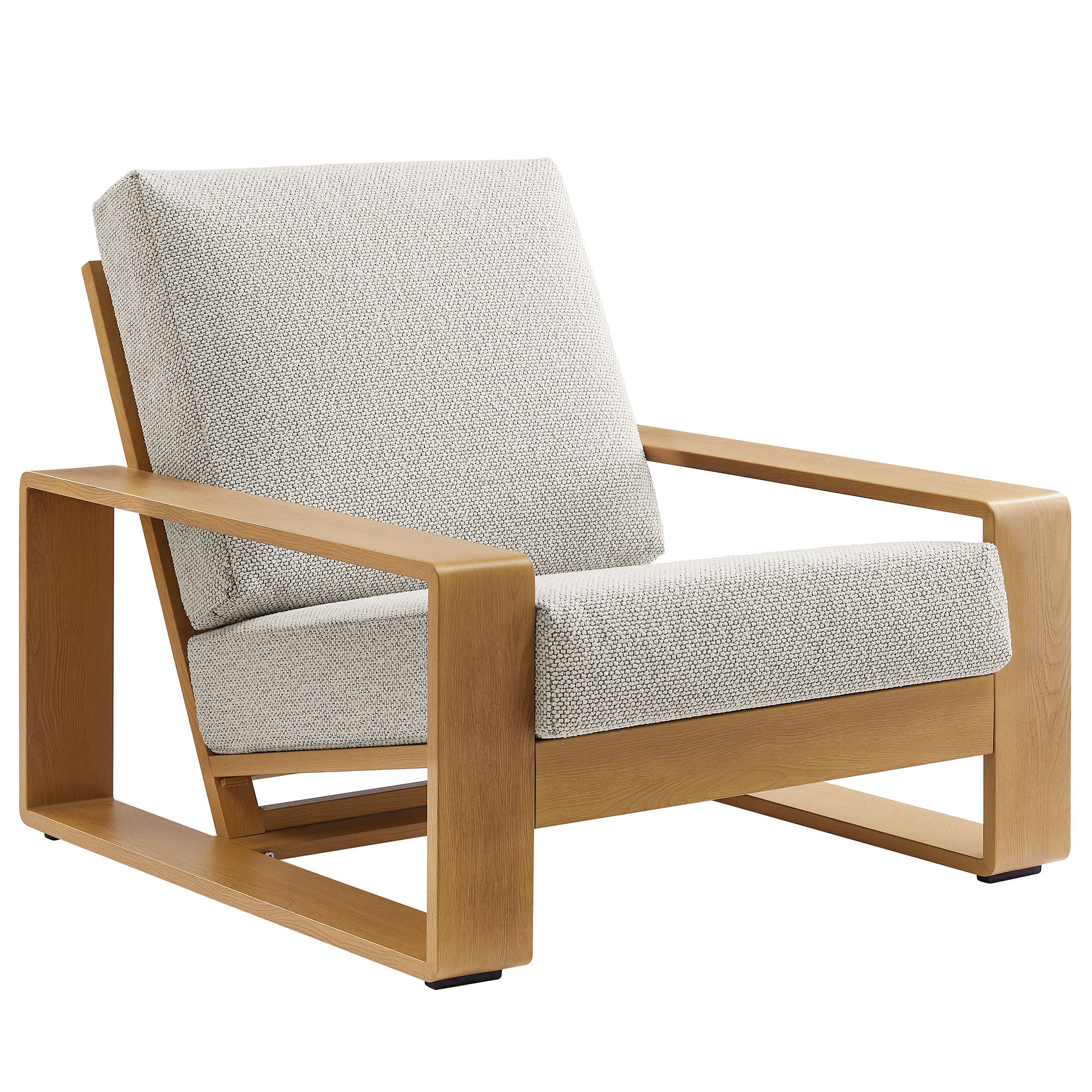 Lirienne Outdoor Patio Aluminum Faux Wood Armchair - Ivory Natural