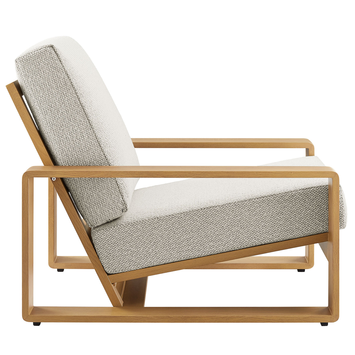 Lirienne Outdoor Patio Aluminum Faux Wood Armchair - Ivory Natural
