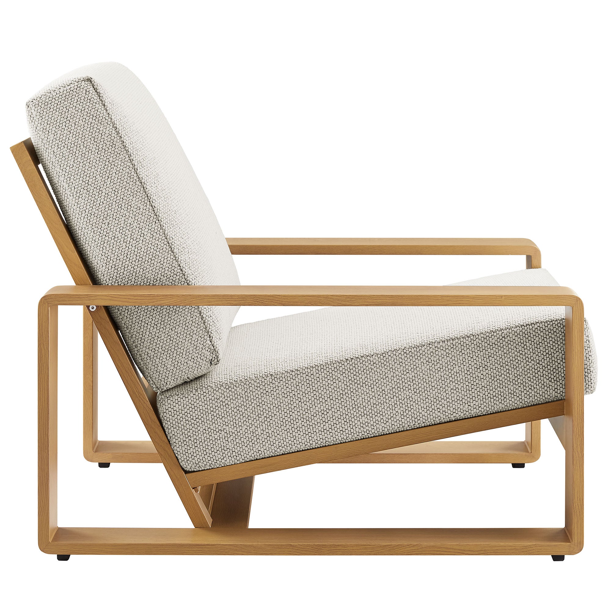 Lirienne Outdoor Patio Aluminum Faux Wood Armchairs Set of 2 - Ivory Natural