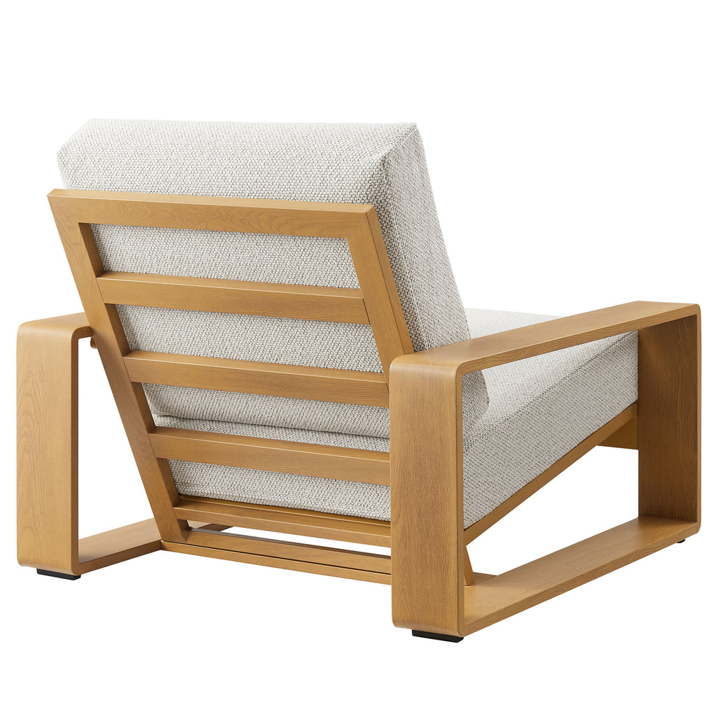 Lirienne Outdoor Patio Aluminum Faux Wood Armchair - Ivory Natural