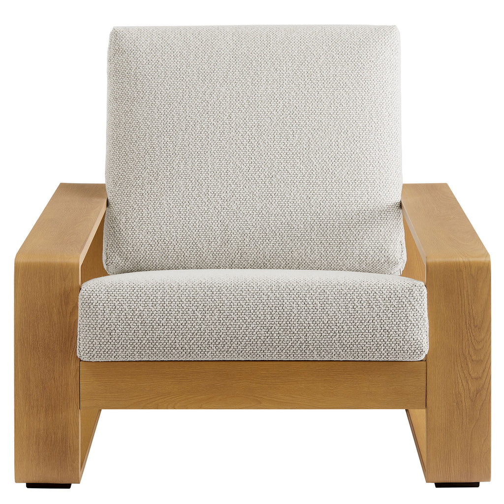 Lirienne Outdoor Patio Aluminum Faux Wood Armchair - Ivory Natural