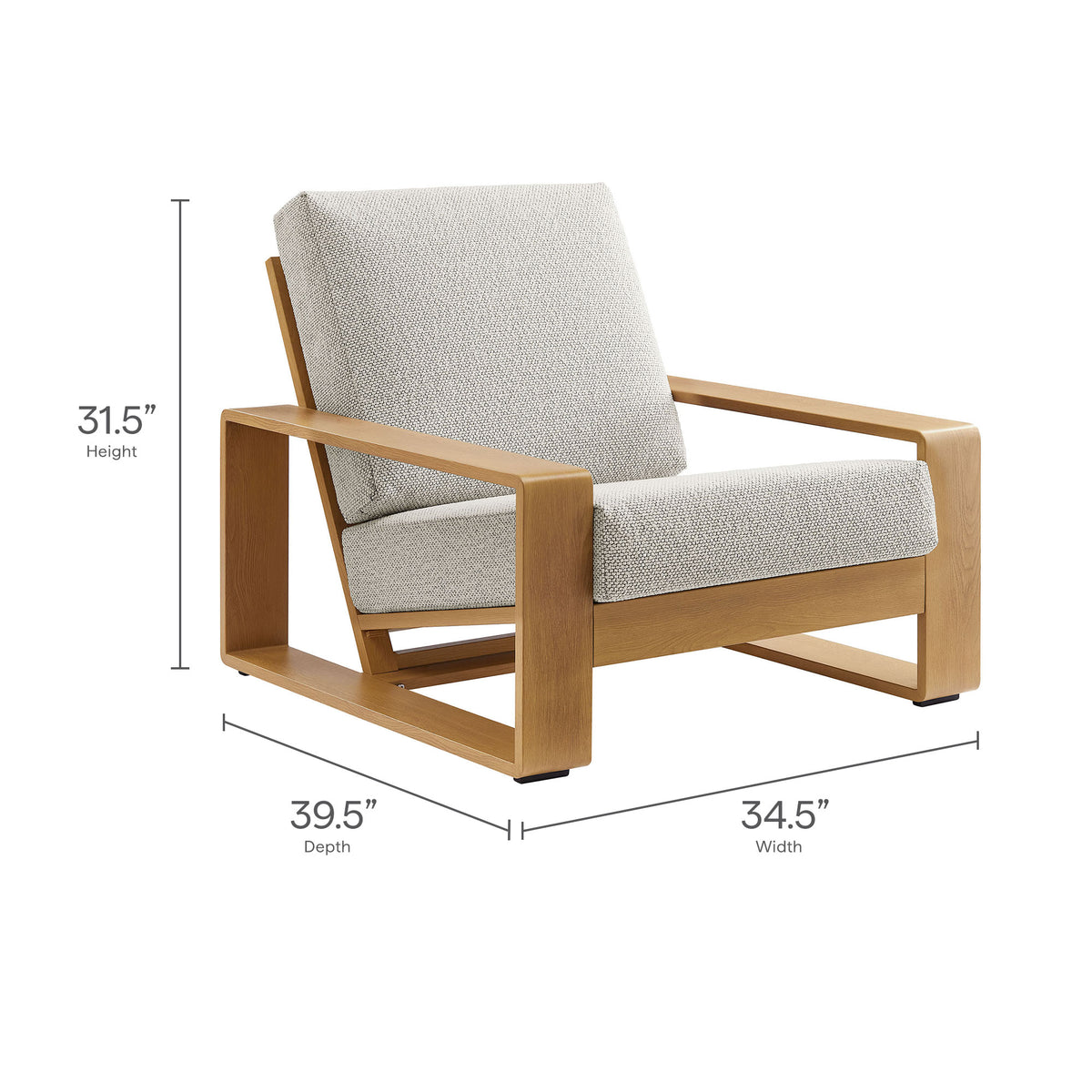Lirienne Outdoor Patio Aluminum Faux Wood Armchairs Set of 2 - Ivory Natural