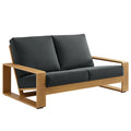 Lirienne Outdoor Patio Aluminum Faux Wood Loveseat - Charcoal Natural