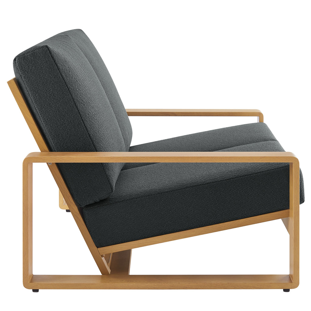 Lirienne Outdoor Patio Aluminum Faux Wood Loveseat - Charcoal Natural
