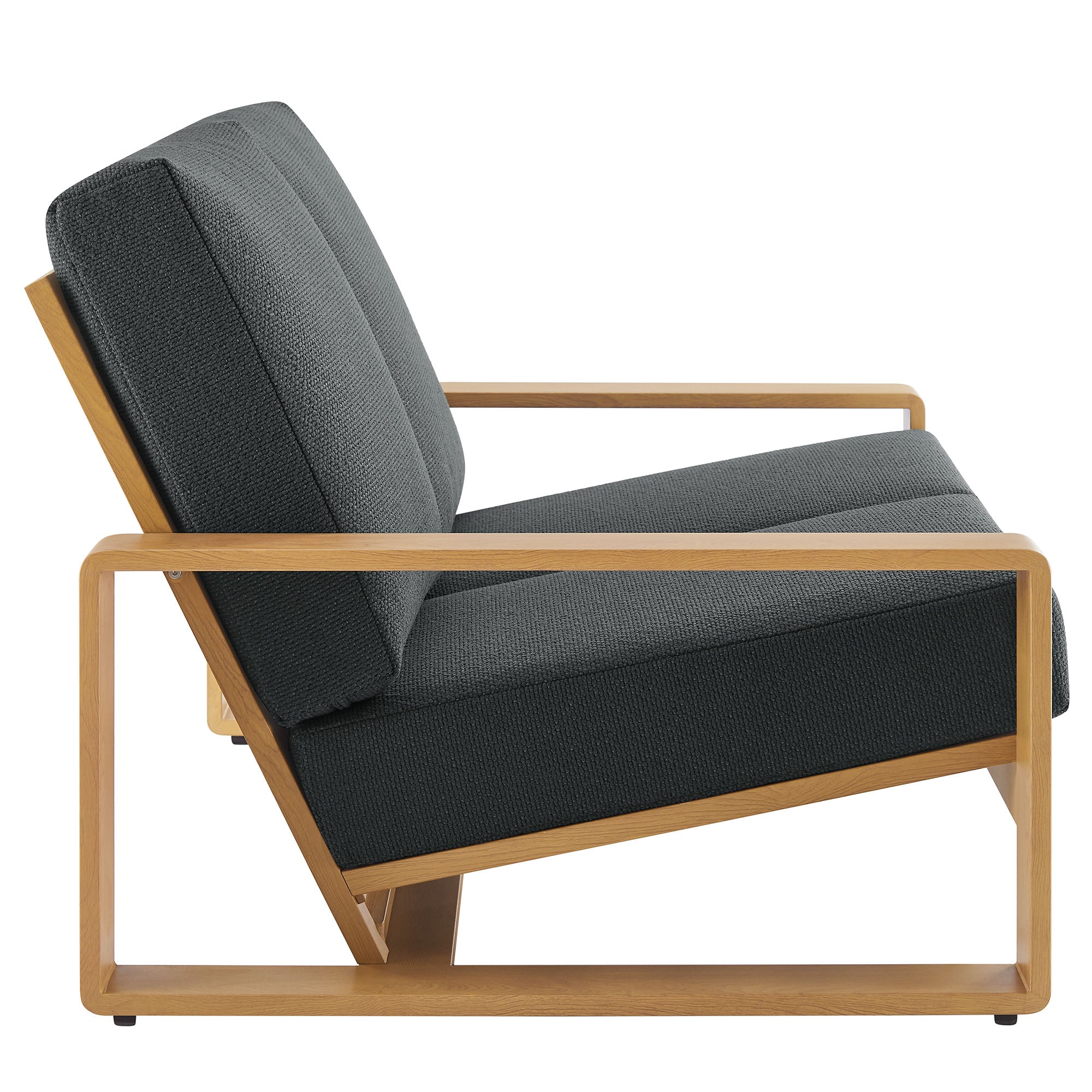 Lirienne Outdoor Patio Aluminum Faux Wood Loveseat - Charcoal Natural
