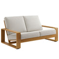 Lirienne Outdoor Patio Aluminum Faux Wood Loveseat - Ivory Natural
