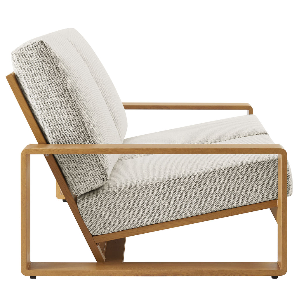 Lirienne Outdoor Patio Aluminum Faux Wood Loveseat - Ivory Natural