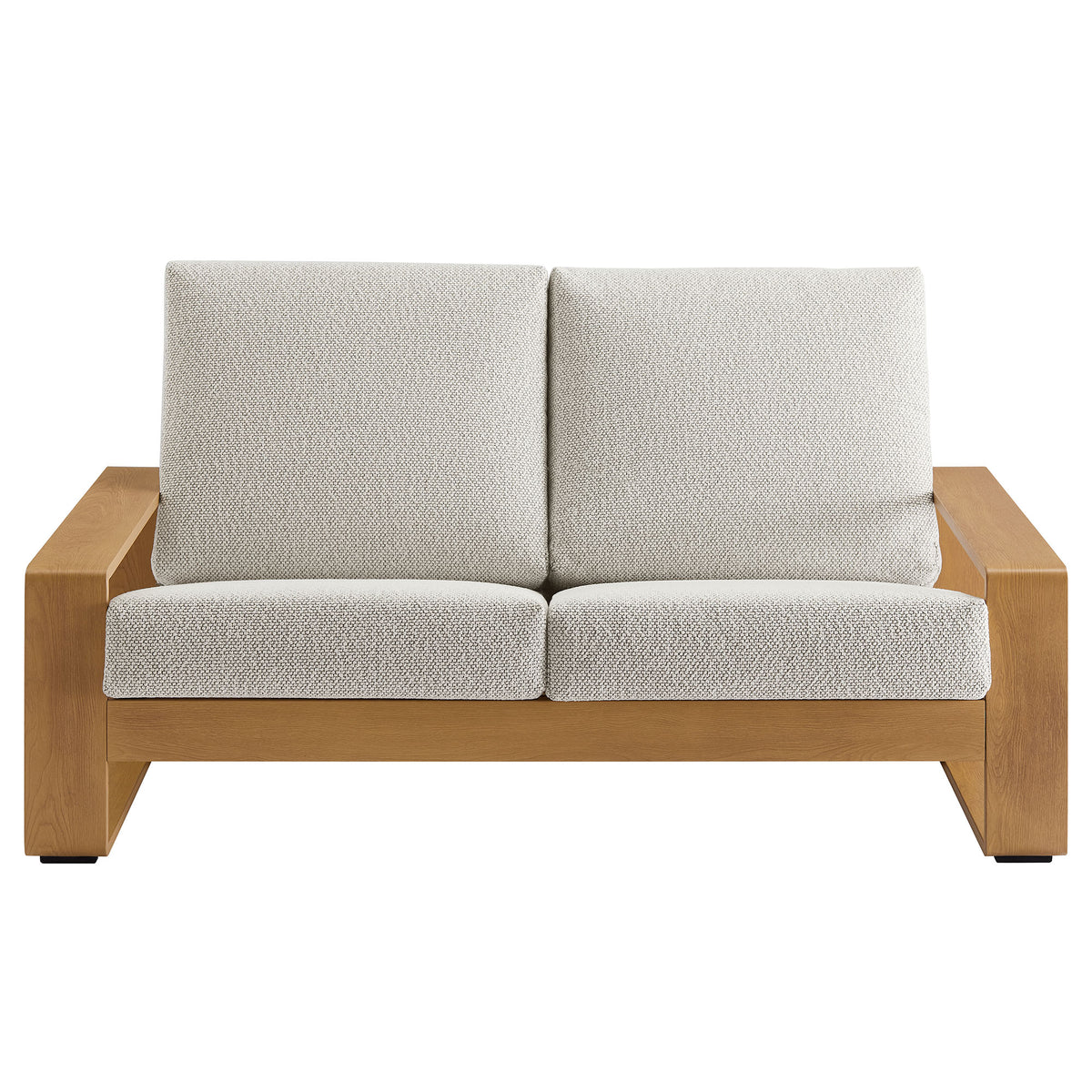 Lirienne Outdoor Patio Aluminum Faux Wood Loveseat - Ivory Natural