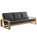 Lirienne Outdoor Patio Aluminum Faux Wood Sofa - Charcoal Natural