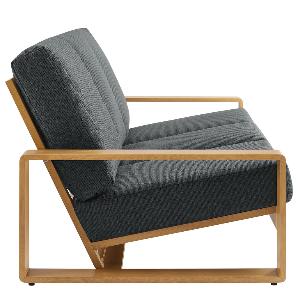 Lirienne 2-Piece Outdoor Patio Aluminum Faux Wood Furniture Set - Charcoal Natural