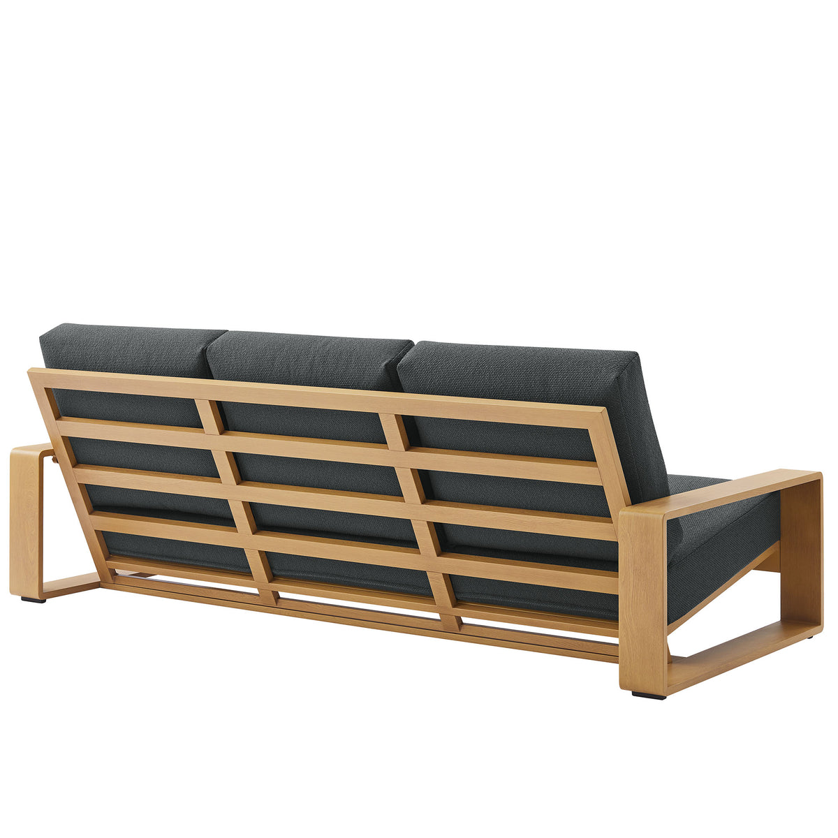 Lirienne 2-Piece Outdoor Patio Aluminum Faux Wood Furniture Set - Charcoal Natural