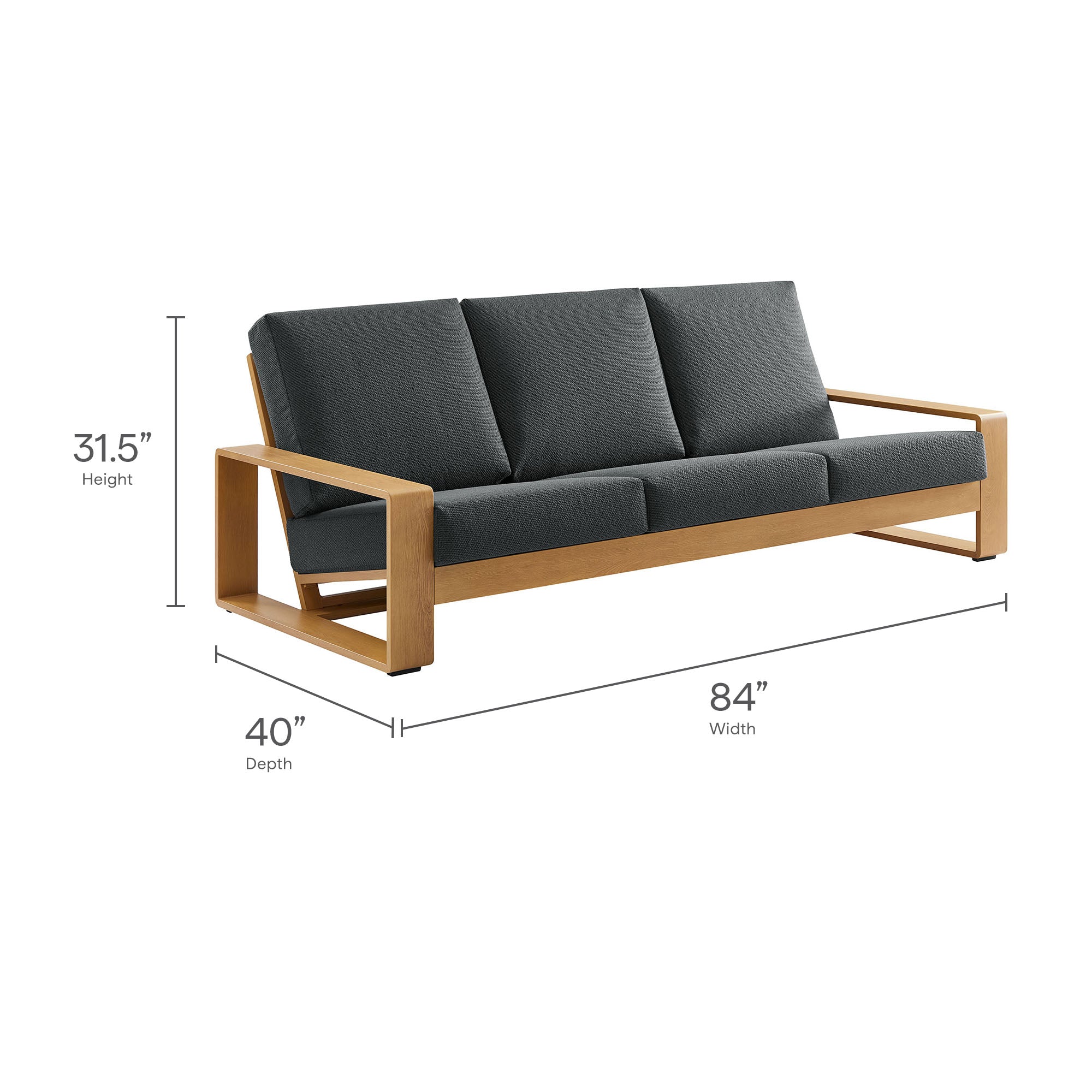 Lirienne 2-Piece Outdoor Patio Aluminum Faux Wood Furniture Set - Charcoal Natural