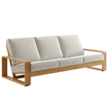 Lirienne Outdoor Patio Aluminum Faux Wood Sofa - Ivory Natural