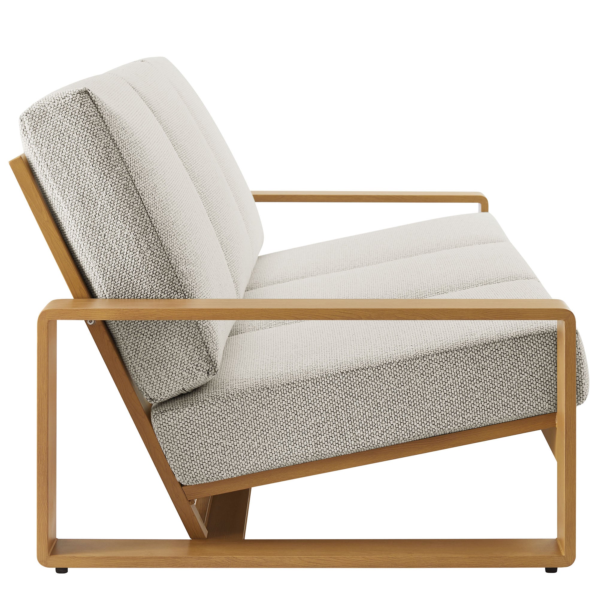 Lirienne Outdoor Patio Aluminum Faux Wood Sofa - Ivory Natural