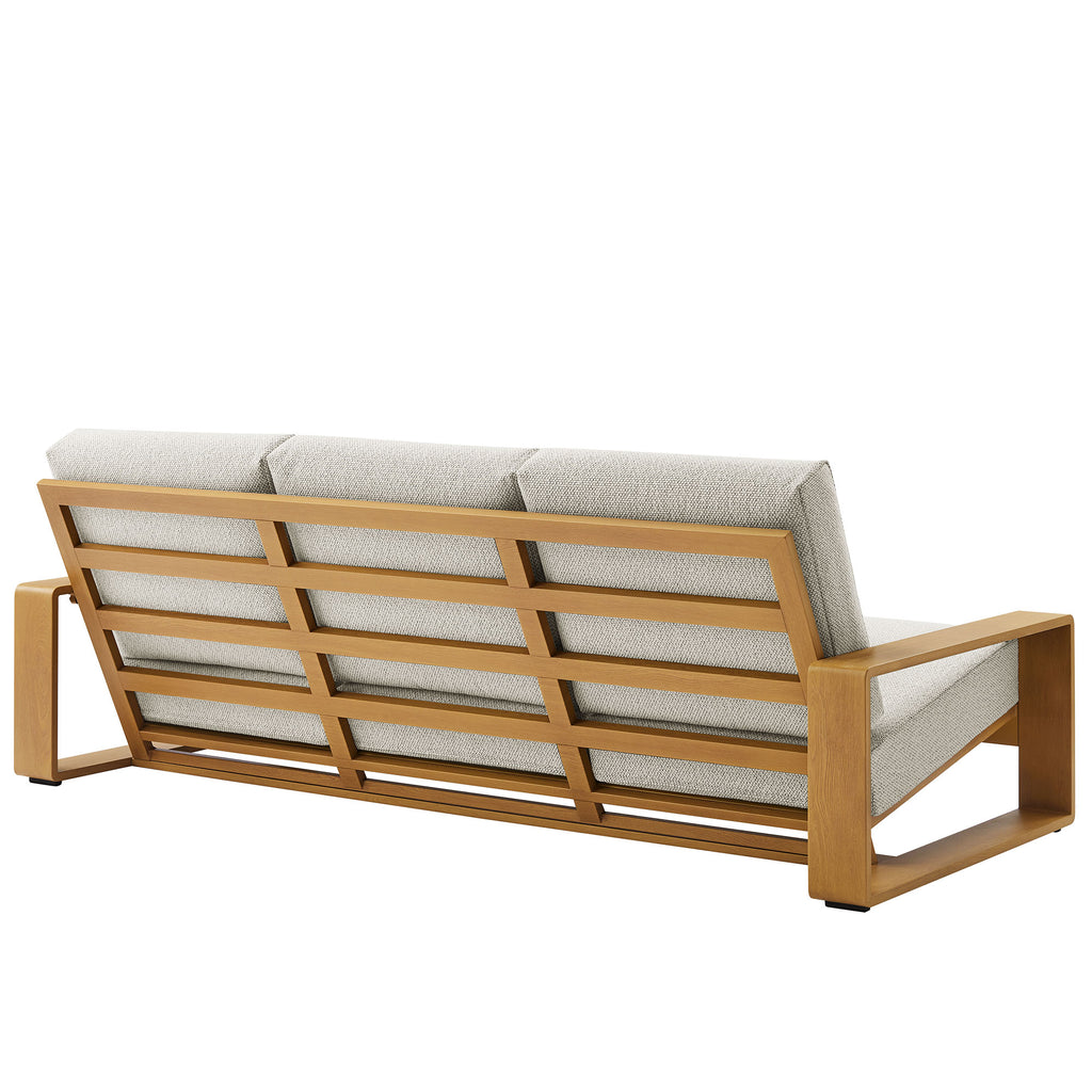 Lirienne Outdoor Patio Aluminum Faux Wood Sofa - Ivory Natural
