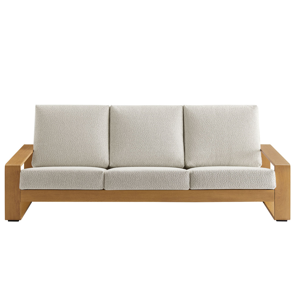 Lirienne Outdoor Patio Aluminum Faux Wood Sofa - Ivory Natural