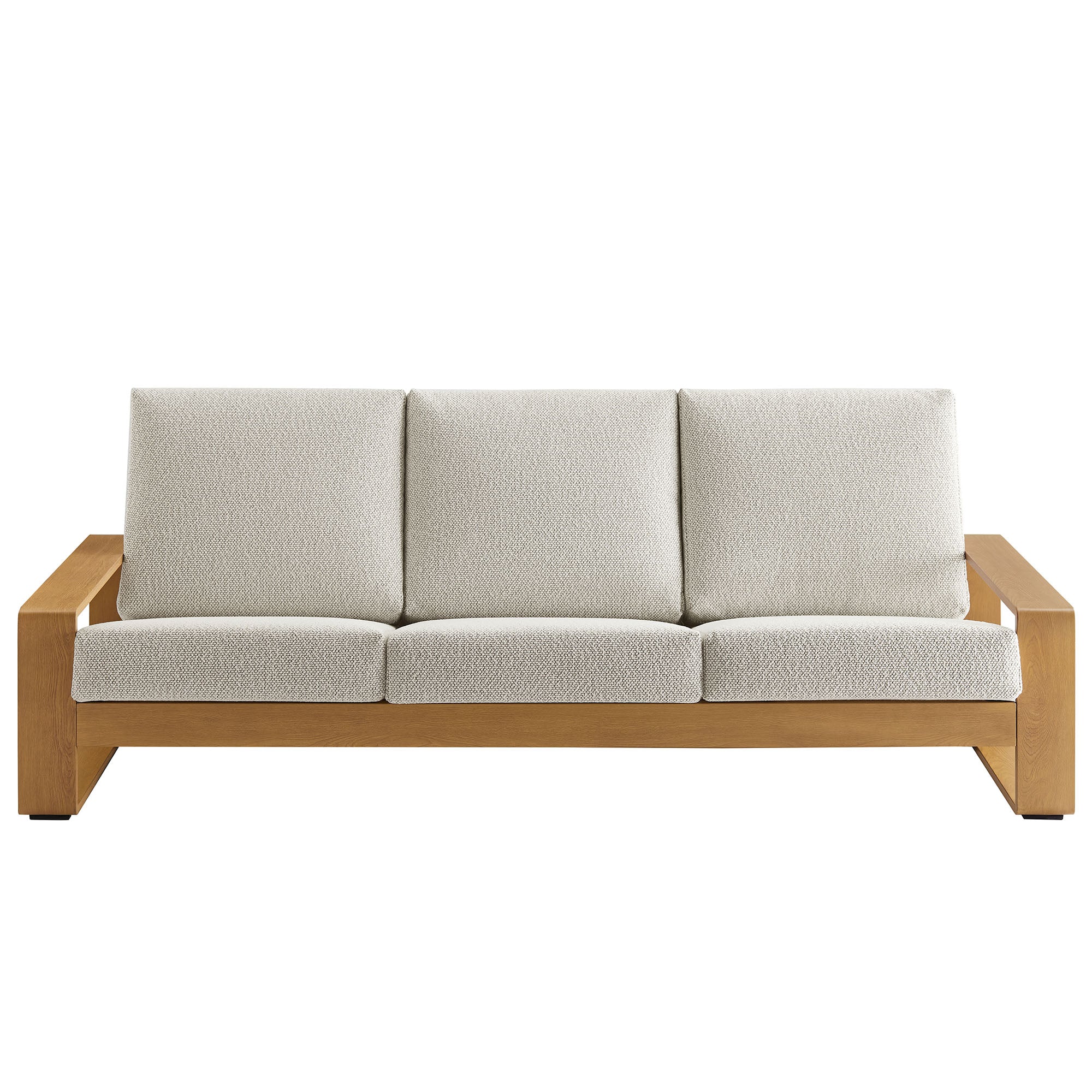 Lirienne Outdoor Patio Aluminum Faux Wood Sofa - Ivory Natural