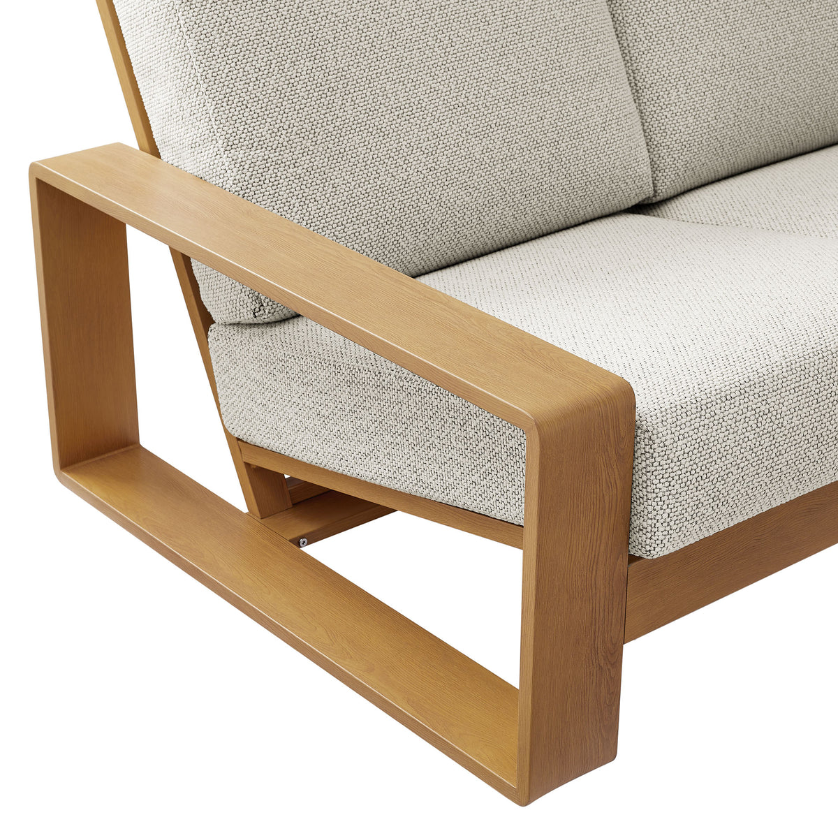 Lirienne Outdoor Patio Aluminum Faux Wood Sofa - Ivory Natural
