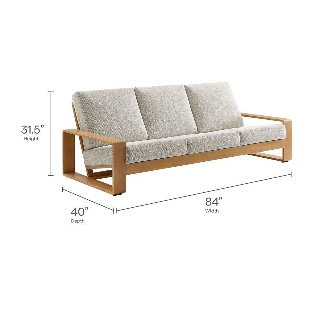 Lirienne 2-Piece Outdoor Patio Aluminum Faux Wood Furniture Set - Ivory Natural
