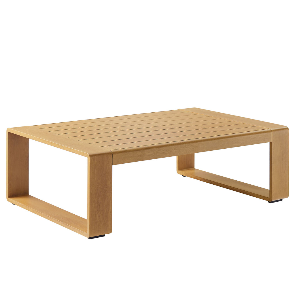 Lirienne Outdoor Patio Aluminum Faux Wood Coffee Table - Natural