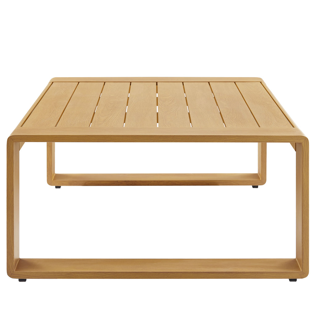 Lirienne Outdoor Patio Aluminum Faux Wood Coffee Table - Natural