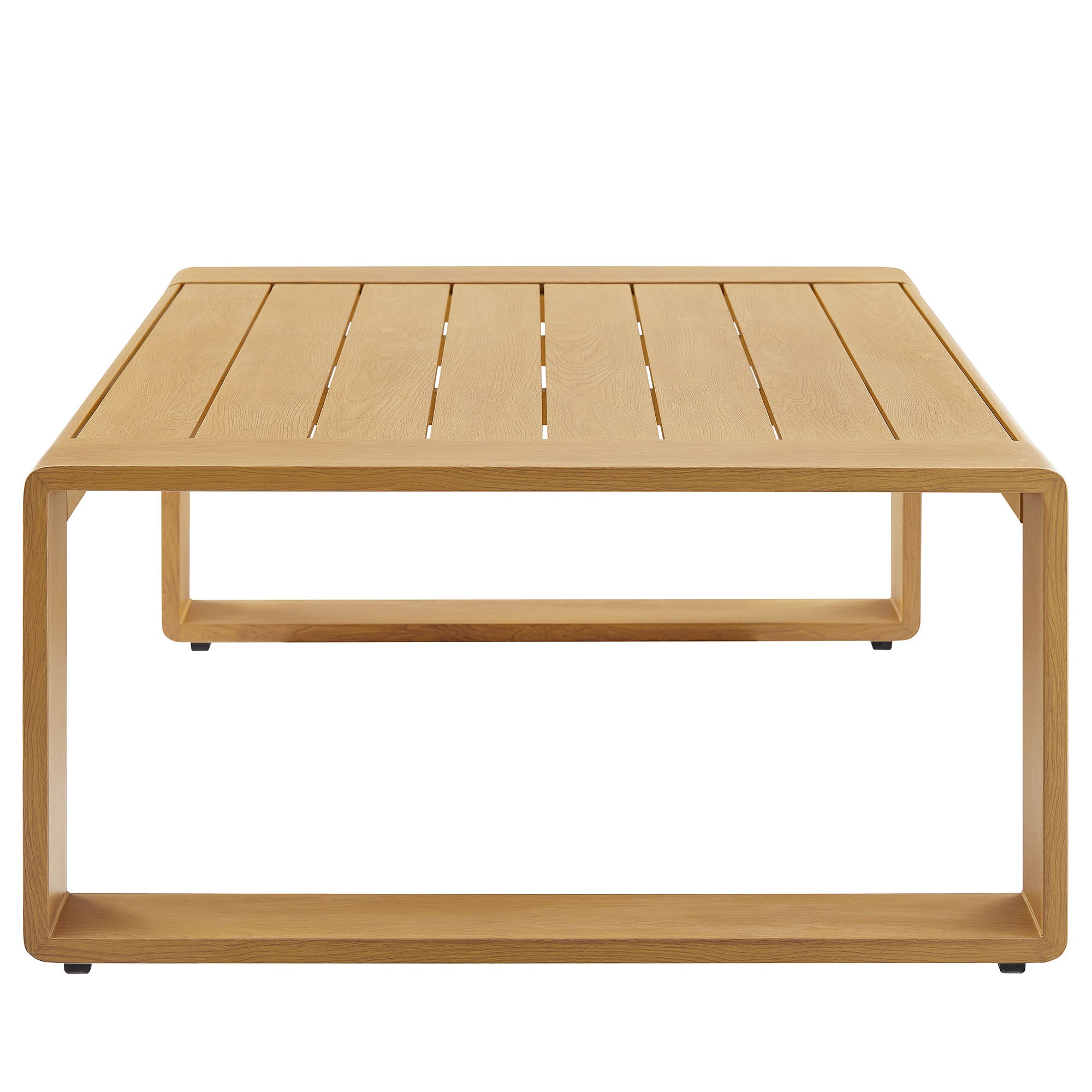 Lirienne Outdoor Patio Aluminum Faux Wood Coffee Table - Natural
